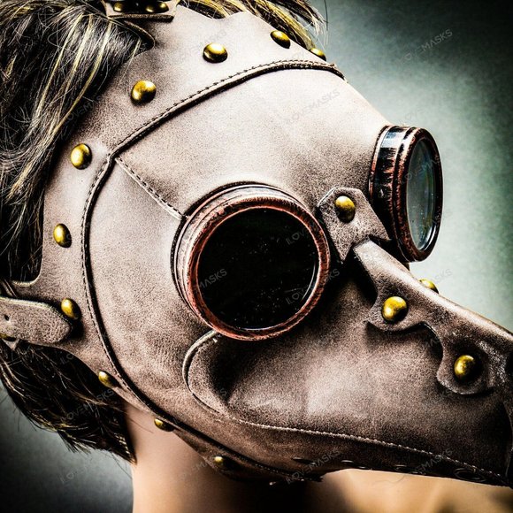 Halloween Plague Doctor Bird Nose Full Mask Brown - Picture 6 of 11
